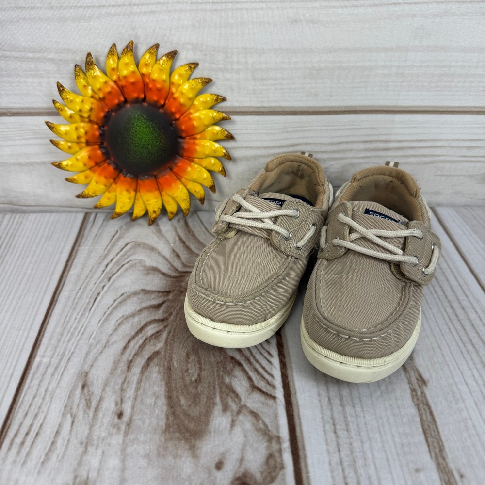 Sperry Sea Ketch Toddler Boat Shoes Tan Canvas Lace Up Casual 12C